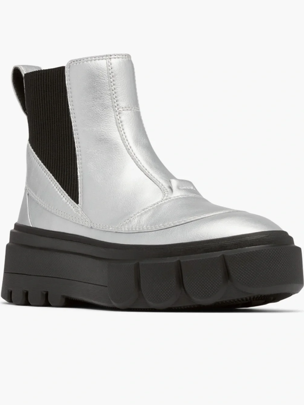 🪢2/$100 SOREL NIB CARIBOU X Waterproof Platform Chelsea, Metallic Silver, moon